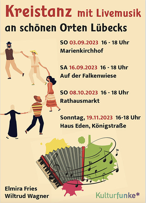 Kreistanz mit Livemusik an schönen Orten Lübecks